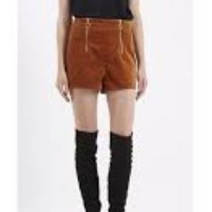 Topshop brown double zip cord shorts size 4